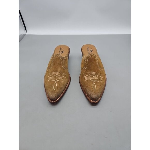 Patricia Nash Shoes - Patricia Nash Tan Suede Embroidered Cowboy Slip on Backless Mules Boots 8.5M‎